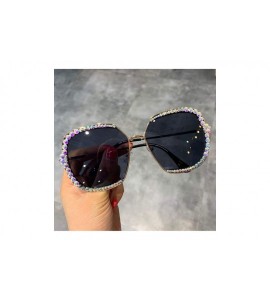 Square 2019 Sunglasses Women Luxury Rhinestone Square Sun Glasses Clear Lens Oversized Men Vintage Shades - Black - C5198AH7C...