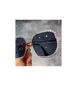 Square 2019 Sunglasses Women Luxury Rhinestone Square Sun Glasses Clear Lens Oversized Men Vintage Shades - Black - C5198AH7C...