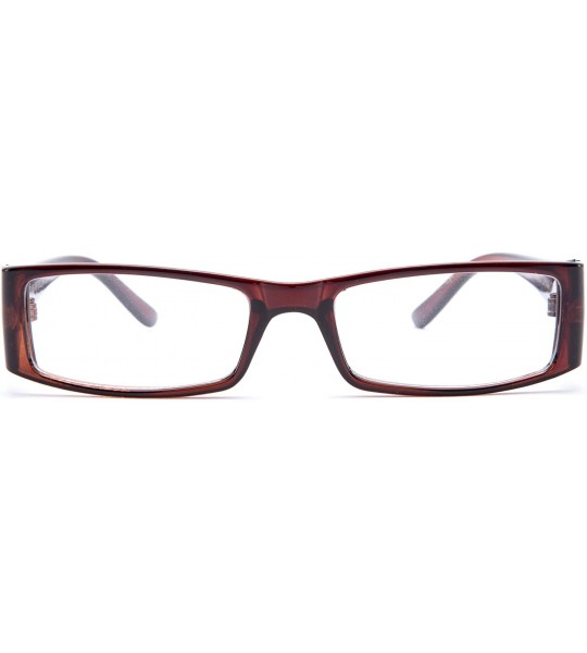 Oversized Classic Squared Sleek Fashion Clear Glasses for Women - 1857 Brown - CQ11U9Q8RQV $19.28
