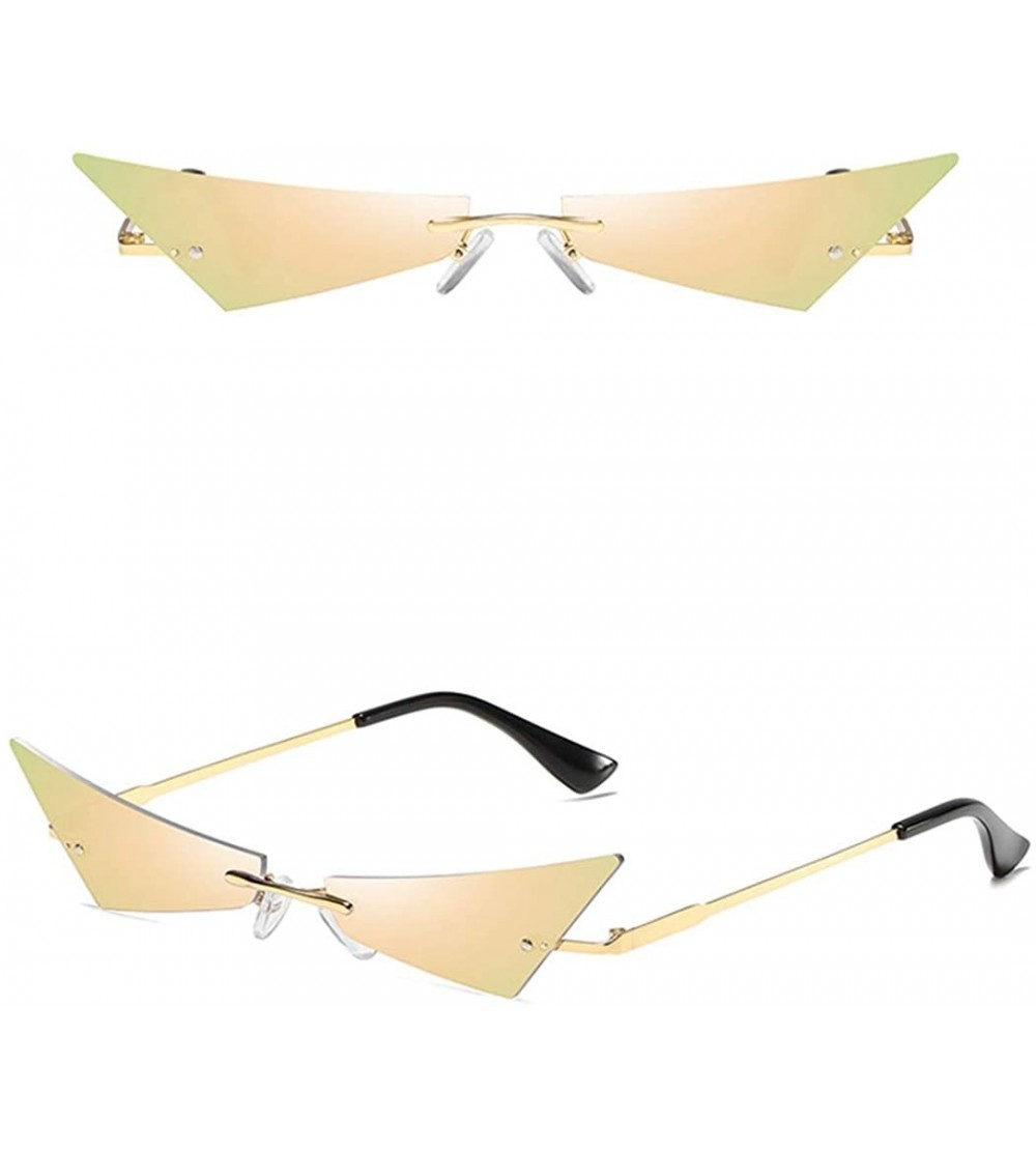 Rimless Women Men Polygon Sunglasses Futuristic Rimless Mirror Sun Glasses Narrow Cateye Sunglass Shade - Yellow - C818YHCQST...
