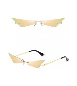 Rimless Women Men Polygon Sunglasses Futuristic Rimless Mirror Sun Glasses Narrow Cateye Sunglass Shade - Yellow - C818YHCQST...