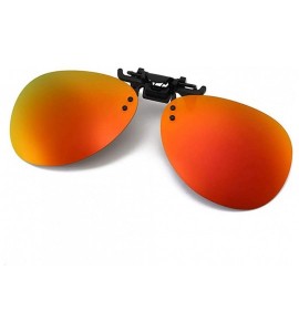 Rectangular Polarized Clip-on Aviator Sunglasses Anti-glare UV Protection Sunglasses for Prescription Glasses - Orange - CF19...