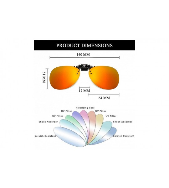 Rectangular Polarized Clip-on Aviator Sunglasses Anti-glare UV Protection Sunglasses for Prescription Glasses - Orange - CF19...