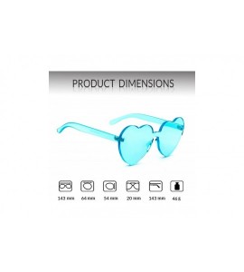 Aviator Rimless Sunglasses Heart Transparent One Piece Colorful Glasses - (2 Packs) Wine Red+blue - CB193ROLMNW $19.99