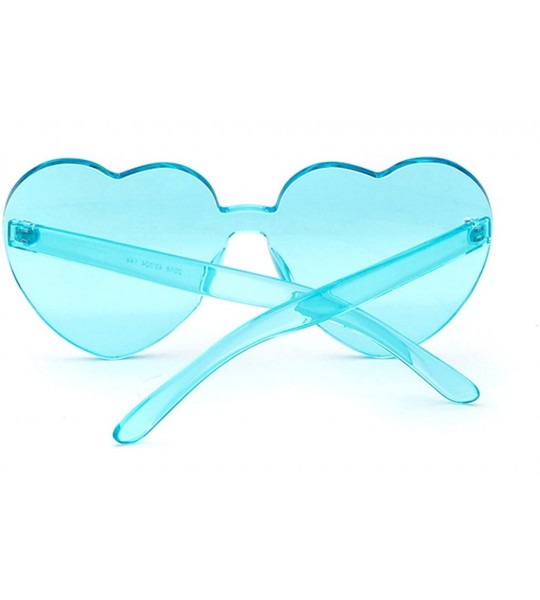 Aviator Rimless Sunglasses Heart Transparent One Piece Colorful Glasses - (2 Packs) Wine Red+blue - CB193ROLMNW $19.99