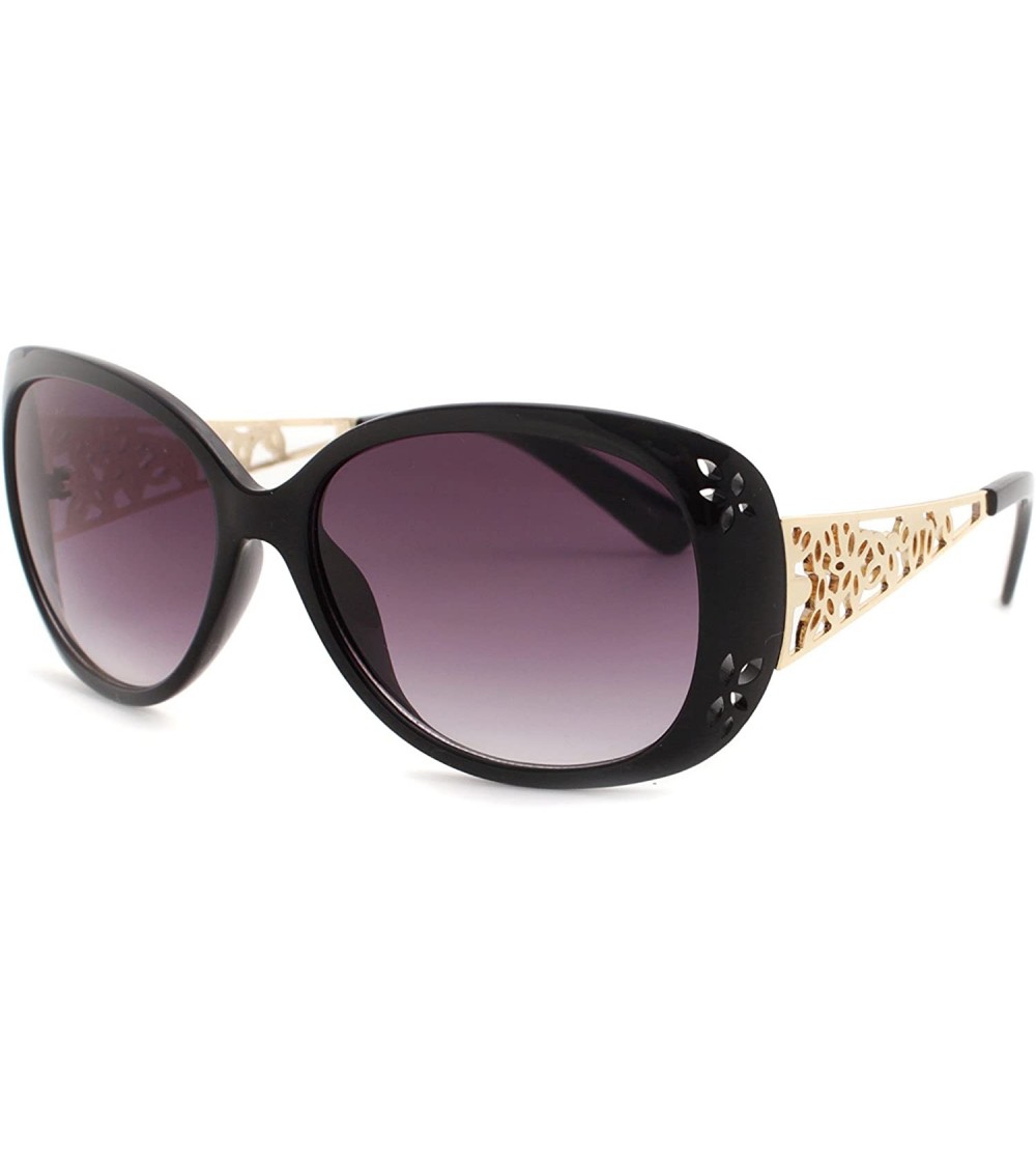 Oversized Designer Women oversized Fashion Sunglasses P4007 - Black-gradientsmoke Lens - CO12K2ZMT0D $20.83