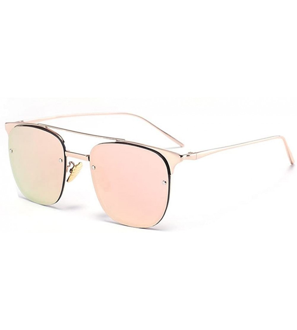 Oversized Men's Tincan Square Eyeglasses Premium Ultra Sleek Military Style Sunglasses - Pink/Pink - CS12IOUYHWL $32.62