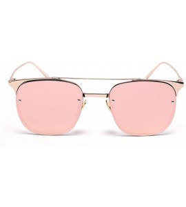 Oversized Men's Tincan Square Eyeglasses Premium Ultra Sleek Military Style Sunglasses - Pink/Pink - CS12IOUYHWL $32.62