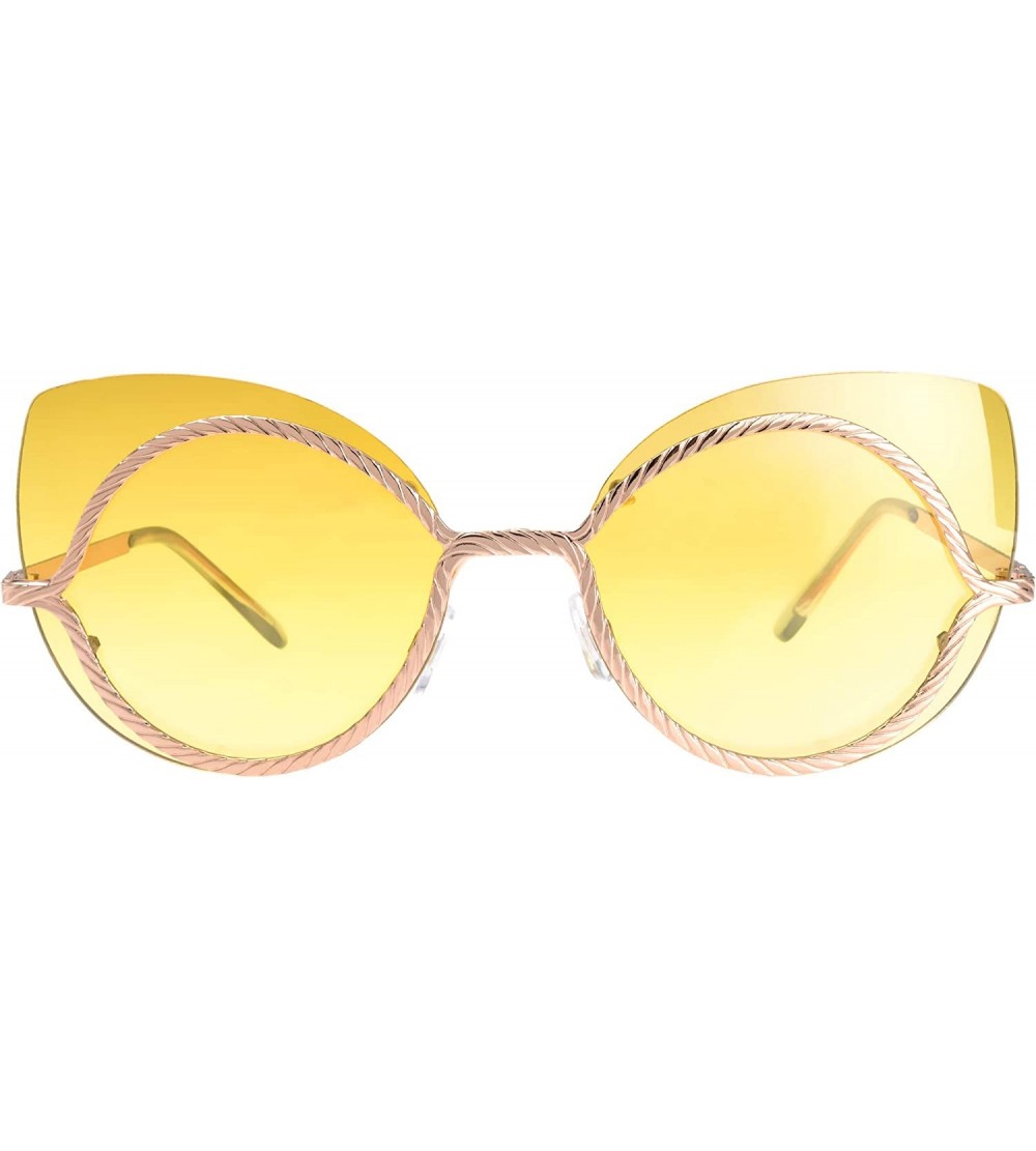 Rimless Fashion Rimless Cateye Butterfly Round Style Sunglasses/Eyewear for Women - Gift Box Packaged - CB18Y485LOE $19.90