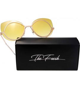 Rimless Fashion Rimless Cateye Butterfly Round Style Sunglasses/Eyewear for Women - Gift Box Packaged - CB18Y485LOE $19.90