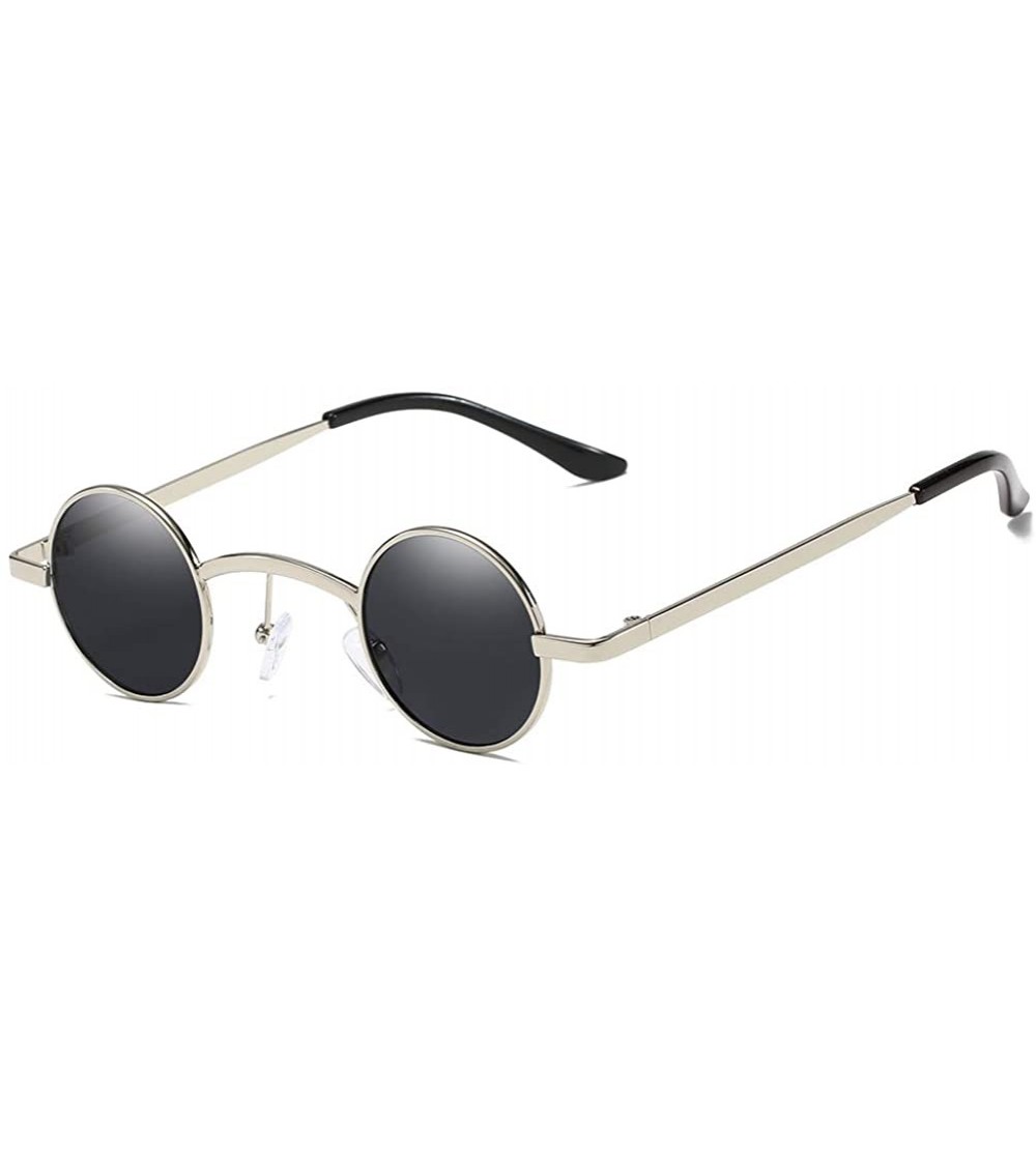 Round Unisex Sunglasses Retro Gold Grey Drive Holiday Round Non-Polarized UV400 - Silver Grey - CC18R0QAQSO $17.01