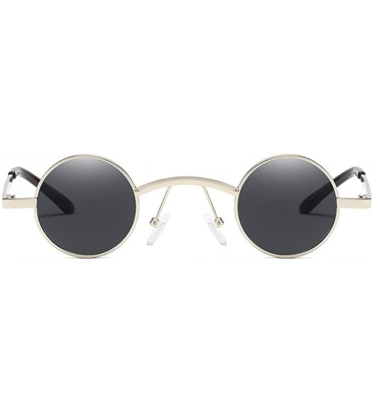 Round Unisex Sunglasses Retro Gold Grey Drive Holiday Round Non-Polarized UV400 - Silver Grey - CC18R0QAQSO $17.01