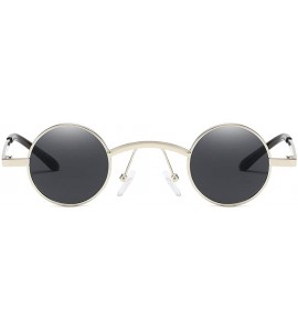 Round Unisex Sunglasses Retro Gold Grey Drive Holiday Round Non-Polarized UV400 - Silver Grey - CC18R0QAQSO $17.01