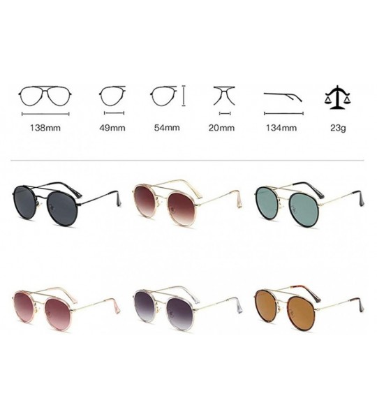 Round Double Beam Metal Women Round Sunglasses Vintage Brand Designer Glasses Fashion Mirror Lens Eyewear UV400 - CS18O3ECZ9G...