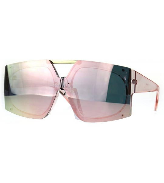 Shield Womens Color Mirror Retro Futurism Plastic Racer Shield Sunglasses - Pink - CQ187KYGR65 $23.53