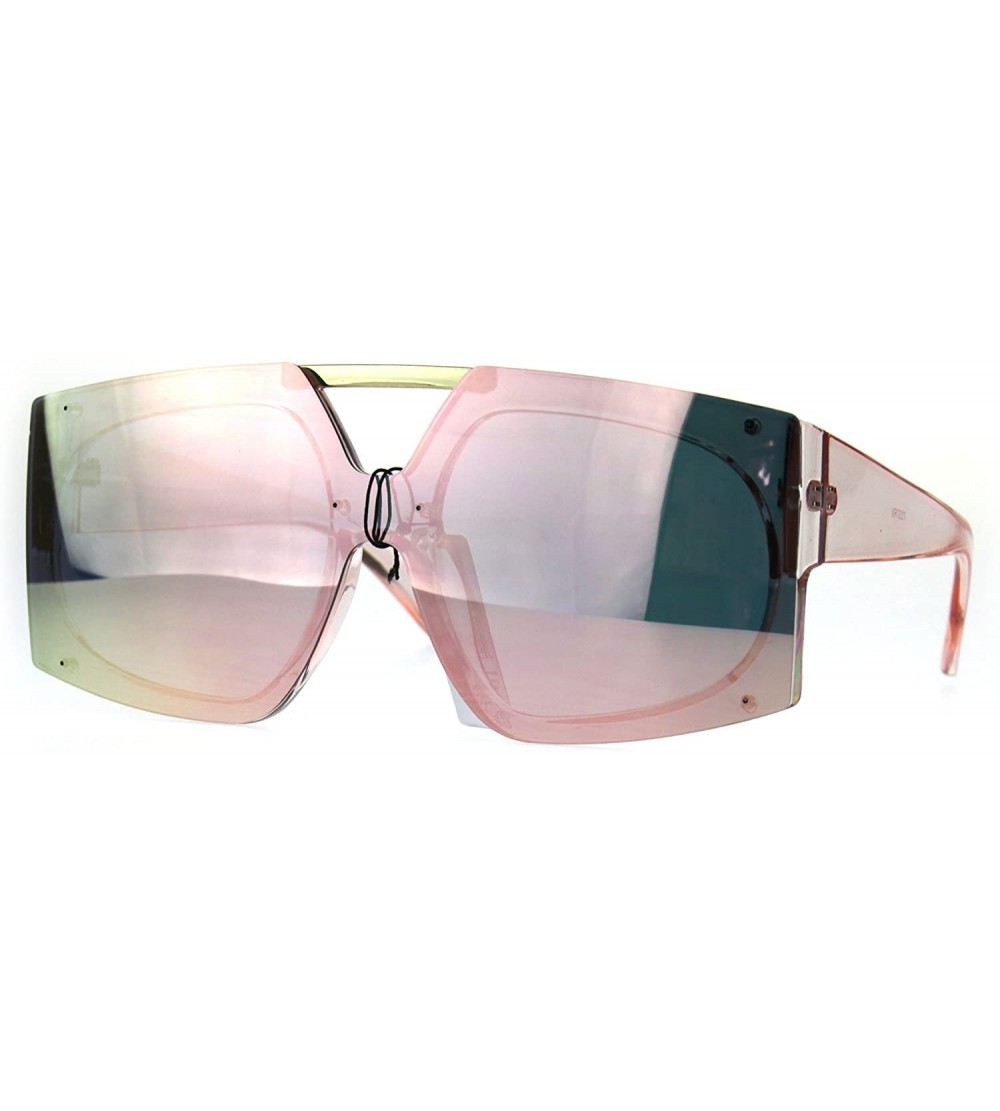 Shield Womens Color Mirror Retro Futurism Plastic Racer Shield Sunglasses - Pink - CQ187KYGR65 $23.53