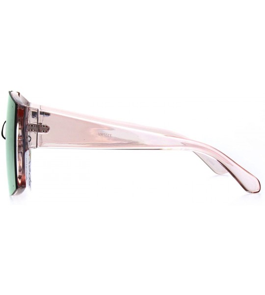 Shield Womens Color Mirror Retro Futurism Plastic Racer Shield Sunglasses - Pink - CQ187KYGR65 $23.53