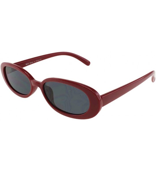 Oval Blair - Womens Fashion Skinny Slim Oval Sunglasses - Red - CD196QZKWQ4 $22.68