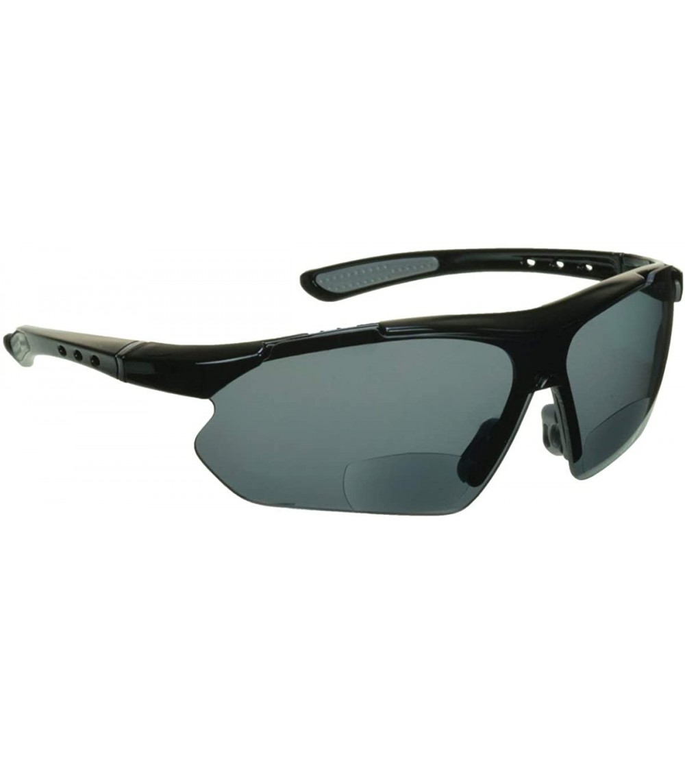 Wrap BIFOCAL Reading Sunglasses Men Women Sporty Wrap Around Half Frames Smoke Brown Outdoor - Black Grey With Smoke - C511FZ...