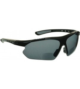 Wrap BIFOCAL Reading Sunglasses Men Women Sporty Wrap Around Half Frames Smoke Brown Outdoor - Black Grey With Smoke - C511FZ...