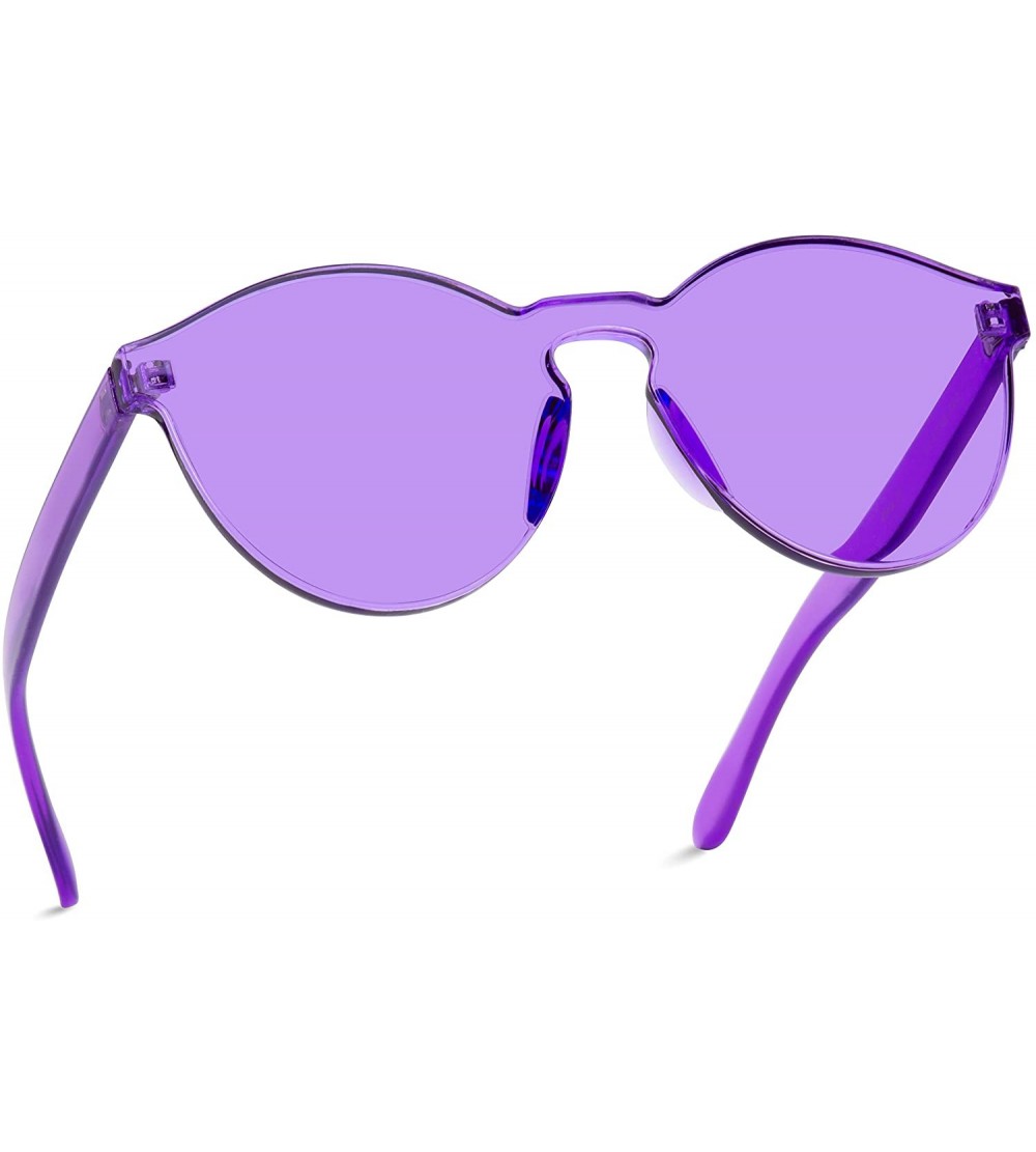Square Colorful One Piece Transparent Round Super Retro Sunglasses - Purple - CT12N7Y1XU4 $19.78