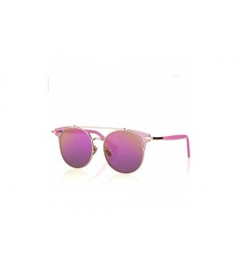 Round Fashion Sunglasses Mirrored Standard Protection - Grey Mirror Lens With Light Pink Coating - CN187EA48DX $19.03