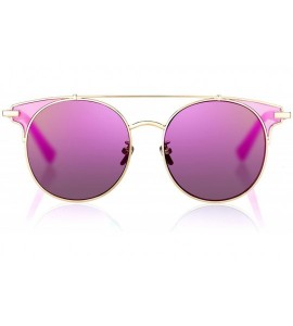 Round Fashion Sunglasses Mirrored Standard Protection - Grey Mirror Lens With Light Pink Coating - CN187EA48DX $19.03