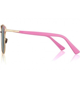 Round Fashion Sunglasses Mirrored Standard Protection - Grey Mirror Lens With Light Pink Coating - CN187EA48DX $19.03