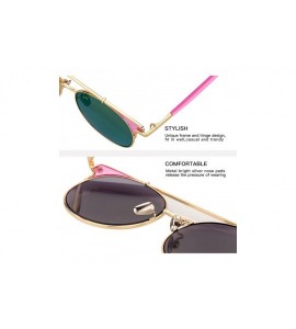 Round Fashion Sunglasses Mirrored Standard Protection - Grey Mirror Lens With Light Pink Coating - CN187EA48DX $19.03