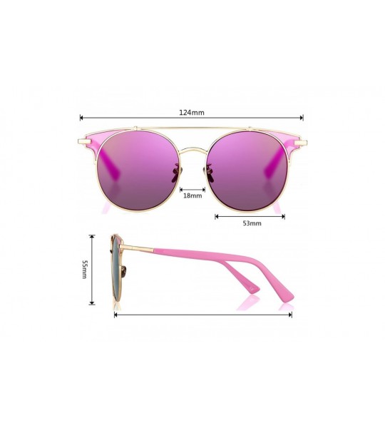 Round Fashion Sunglasses Mirrored Standard Protection - Grey Mirror Lens With Light Pink Coating - CN187EA48DX $19.03