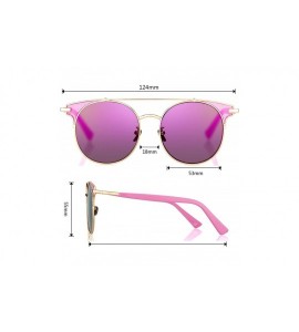 Round Fashion Sunglasses Mirrored Standard Protection - Grey Mirror Lens With Light Pink Coating - CN187EA48DX $19.03