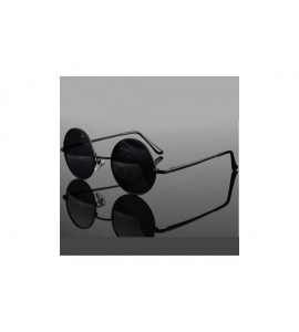 Round Retro Round Sunglasses Women Personality Glasses Men Eye Protection Polarized Oculos De Sol UV400 - Black - CV1984Z52EW...