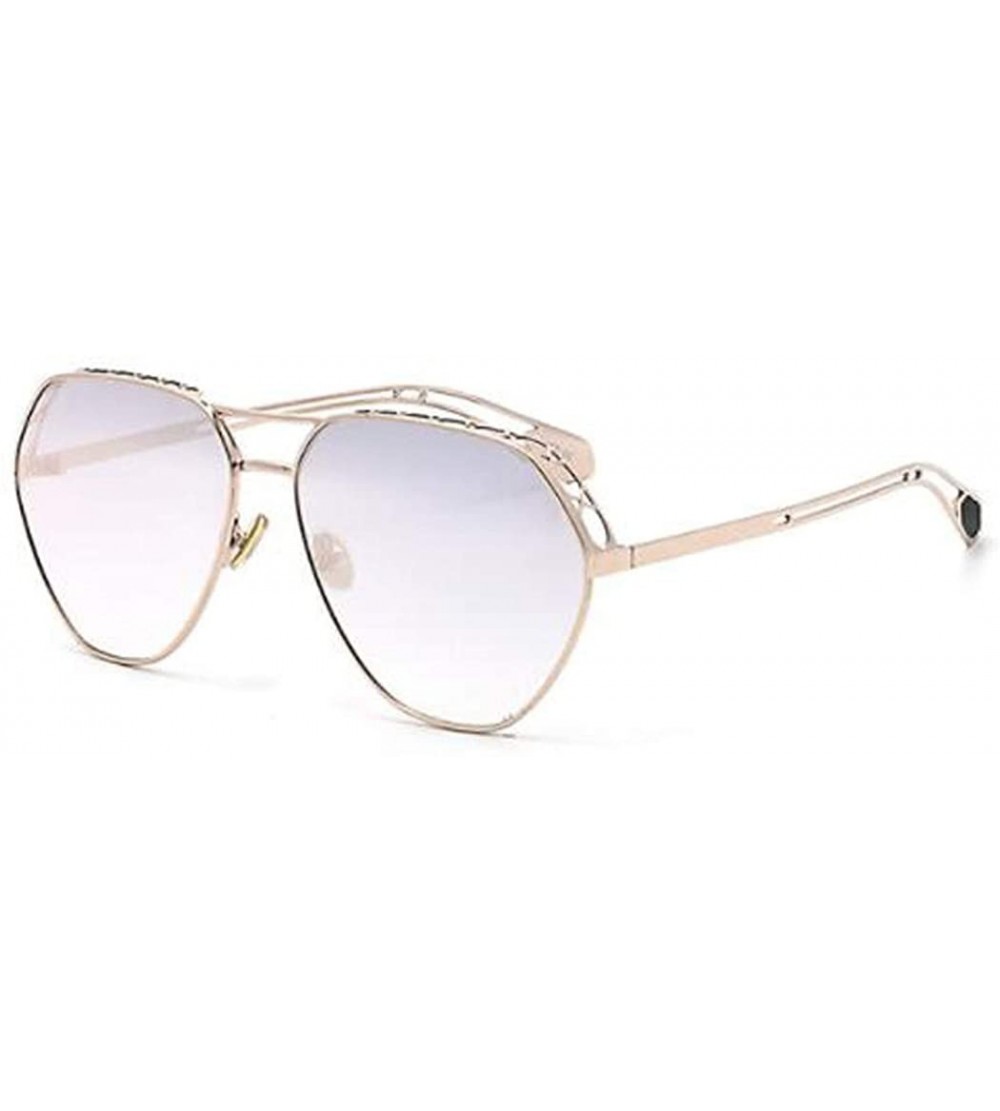 Aviator 2019 new sunglasses - ladies color film metal sunglasses hollow sunglasses women - F - C718SGIMH3Q $75.95