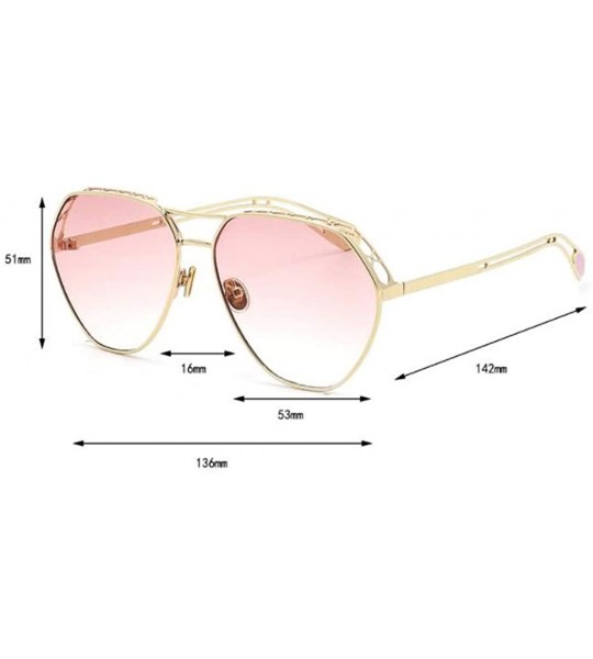 Aviator 2019 new sunglasses - ladies color film metal sunglasses hollow sunglasses women - F - C718SGIMH3Q $75.95