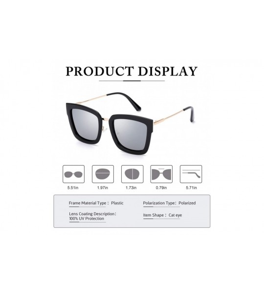 Oversized Fashion Cat Eye Mirror Sunglasses Women Polarized UV Protection Stylish Design - CH18QMRH278 $42.47