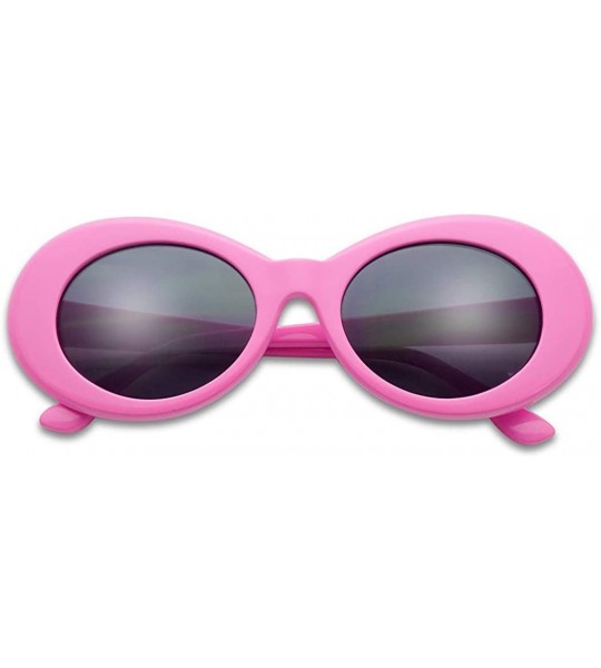 Round Colorful Oval Kurt Cobain Inspired Clout Goggles Mod Round Pop Fashion Nirvana Sunglasses - Pink - CT17YZYK6YG $19.89