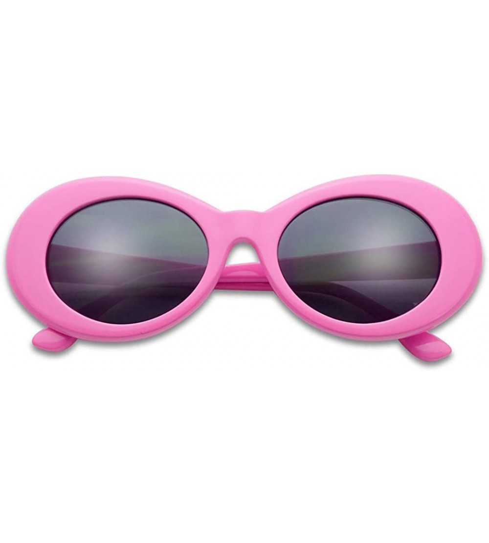 Round Colorful Oval Kurt Cobain Inspired Clout Goggles Mod Round Pop Fashion Nirvana Sunglasses - Pink - CT17YZYK6YG $19.89