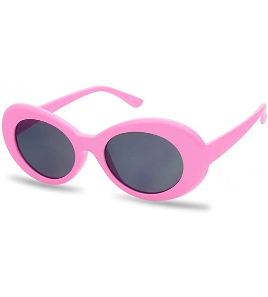 Round Colorful Oval Kurt Cobain Inspired Clout Goggles Mod Round Pop Fashion Nirvana Sunglasses - Pink - CT17YZYK6YG $19.89