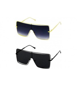 Aviator Large Celebrity Double Wire Flat Top Sunglasses Metal Frame Women Fashion Shades - CD19889NOAD $35.68