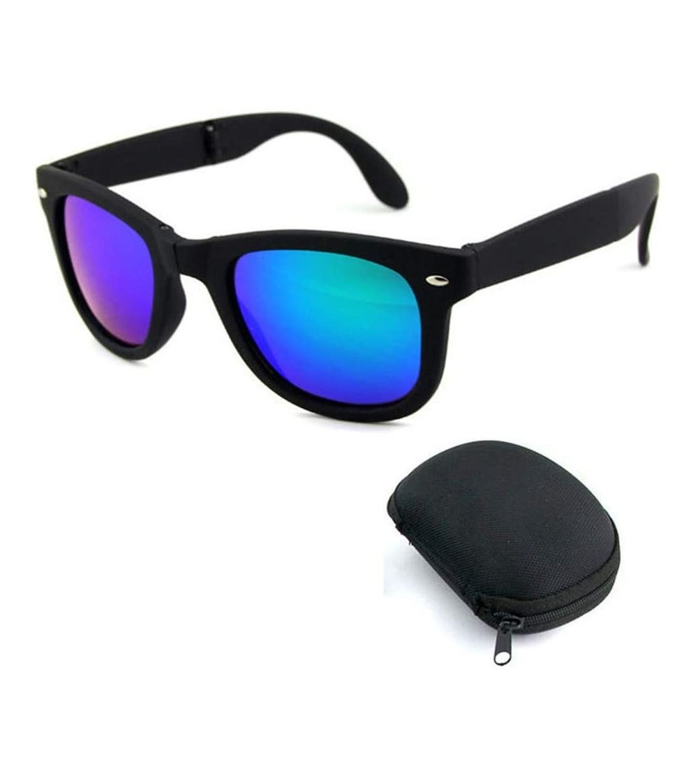 Rimless Foldable Sunglasses with Box Vintage Sun Glasses Men Shopping Travel Colorful - Black Green-box - CZ194OMTT83 $38.11