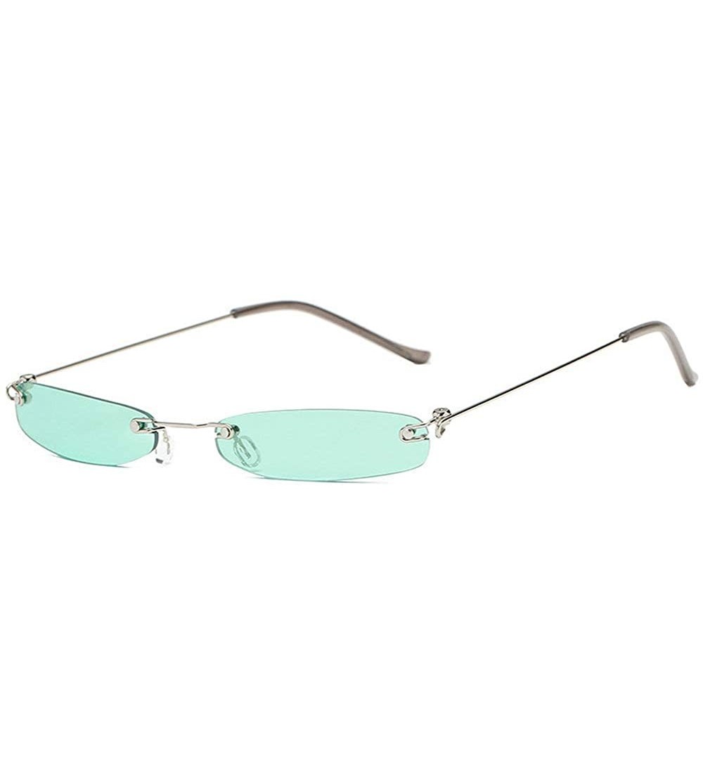Rectangular Fashion Super Small Fashion Chic Rimless Sunglasses Brand Designer Candy Color - Green - CV18T7U8T4D $24.96