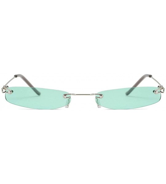 Rectangular Fashion Super Small Fashion Chic Rimless Sunglasses Brand Designer Candy Color - Green - CV18T7U8T4D $24.96