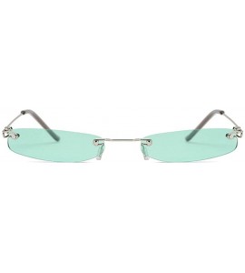 Rectangular Fashion Super Small Fashion Chic Rimless Sunglasses Brand Designer Candy Color - Green - CV18T7U8T4D $24.96