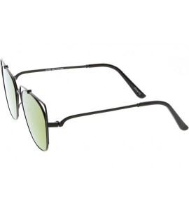 Cat Eye Women's Open Metal Slim Arm Mirrored Square Flat Lens Cat Eye Sunglasses 55mm - Black / Purple Mirror - CB1836C64NK $...