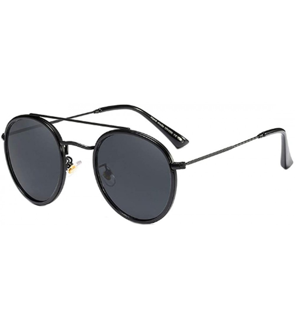 Round Women's Classic Plastic Metal Round Full-Frame AC Lens Sunglasses - Black Gray - CK18W7LR3G6 $28.38