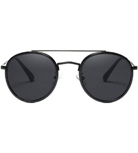 Round Women's Classic Plastic Metal Round Full-Frame AC Lens Sunglasses - Black Gray - CK18W7LR3G6 $28.38