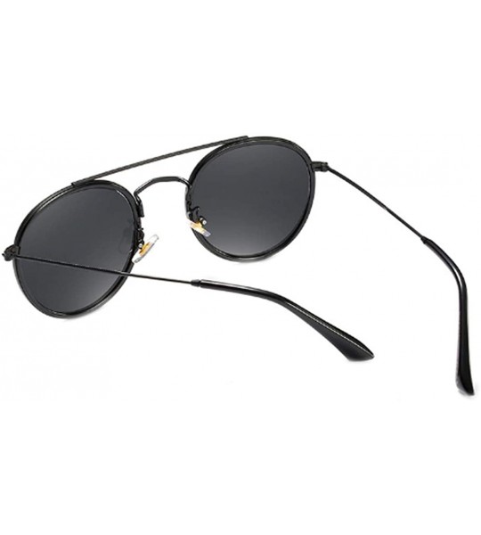 Round Women's Classic Plastic Metal Round Full-Frame AC Lens Sunglasses - Black Gray - CK18W7LR3G6 $28.38