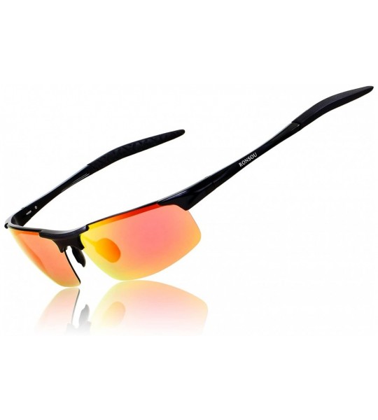 Goggle Men Sport Al-Mg Polarized Sunglasses Unbreakable for Driving Cycling Fishing Golf - B1 Black Frame/Red Lens - CN12IDRX...