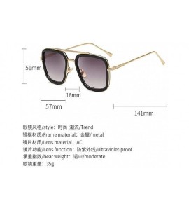 Square Retro Wild Ultraviolet-proof Sunglasses Geometry Metal Frame Sunglasses Hero Sunglasses - Gold Double Gray - C9190G30O...