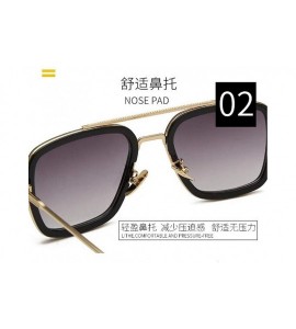 Square Retro Wild Ultraviolet-proof Sunglasses Geometry Metal Frame Sunglasses Hero Sunglasses - Gold Double Gray - C9190G30O...